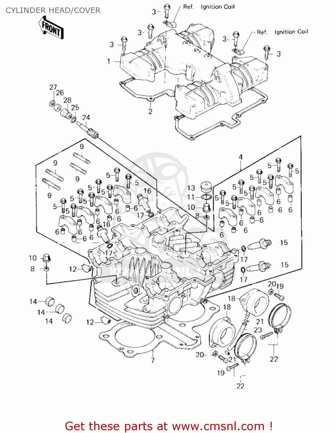 CYLINDER HEAD/COVER KZ750G1 1980 USA CANADA / LTDII MPH KPH