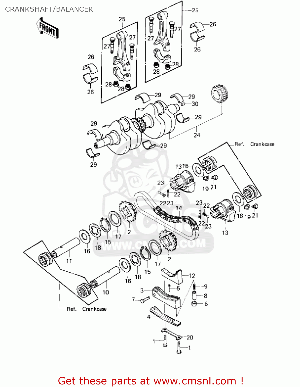 CRANKSHAFT/BALANCER KZ750G1 1980 USA CANADA / LTDII MPH KPH