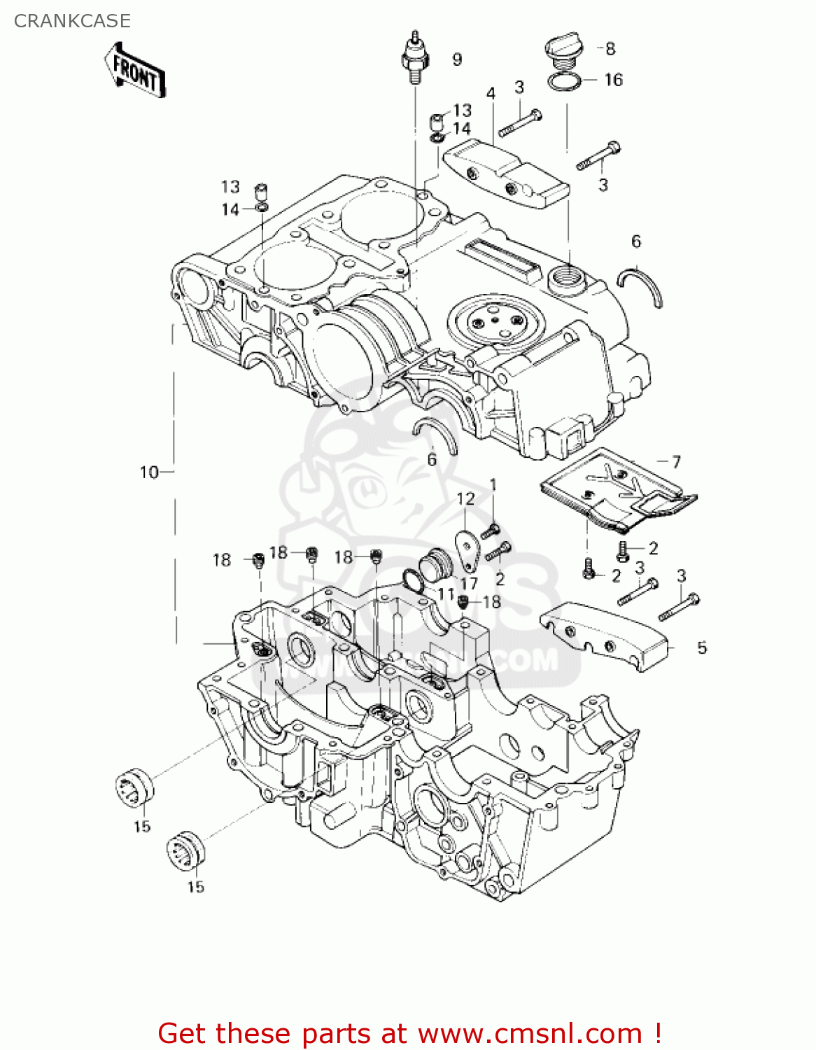 CRANKCASE KZ750G1 1980 USA CANADA / LTDII MPH KPH