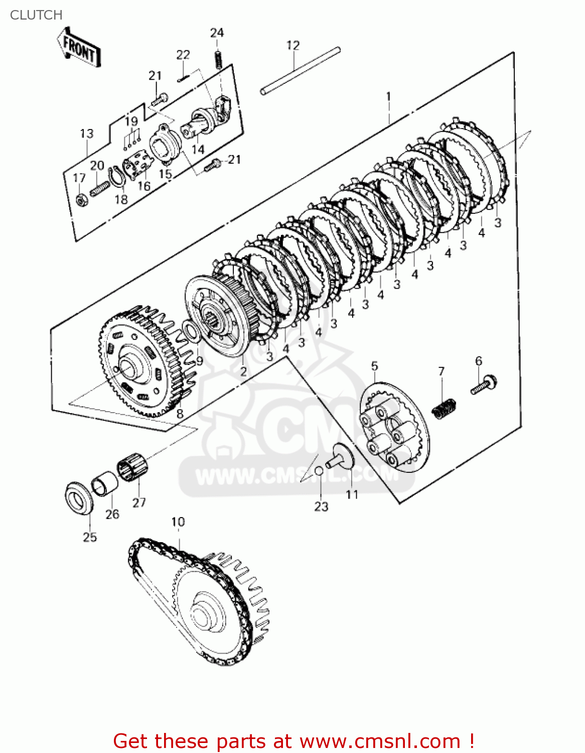 CLUTCH KZ750G1 1980 USA CANADA / LTDII MPH KPH
