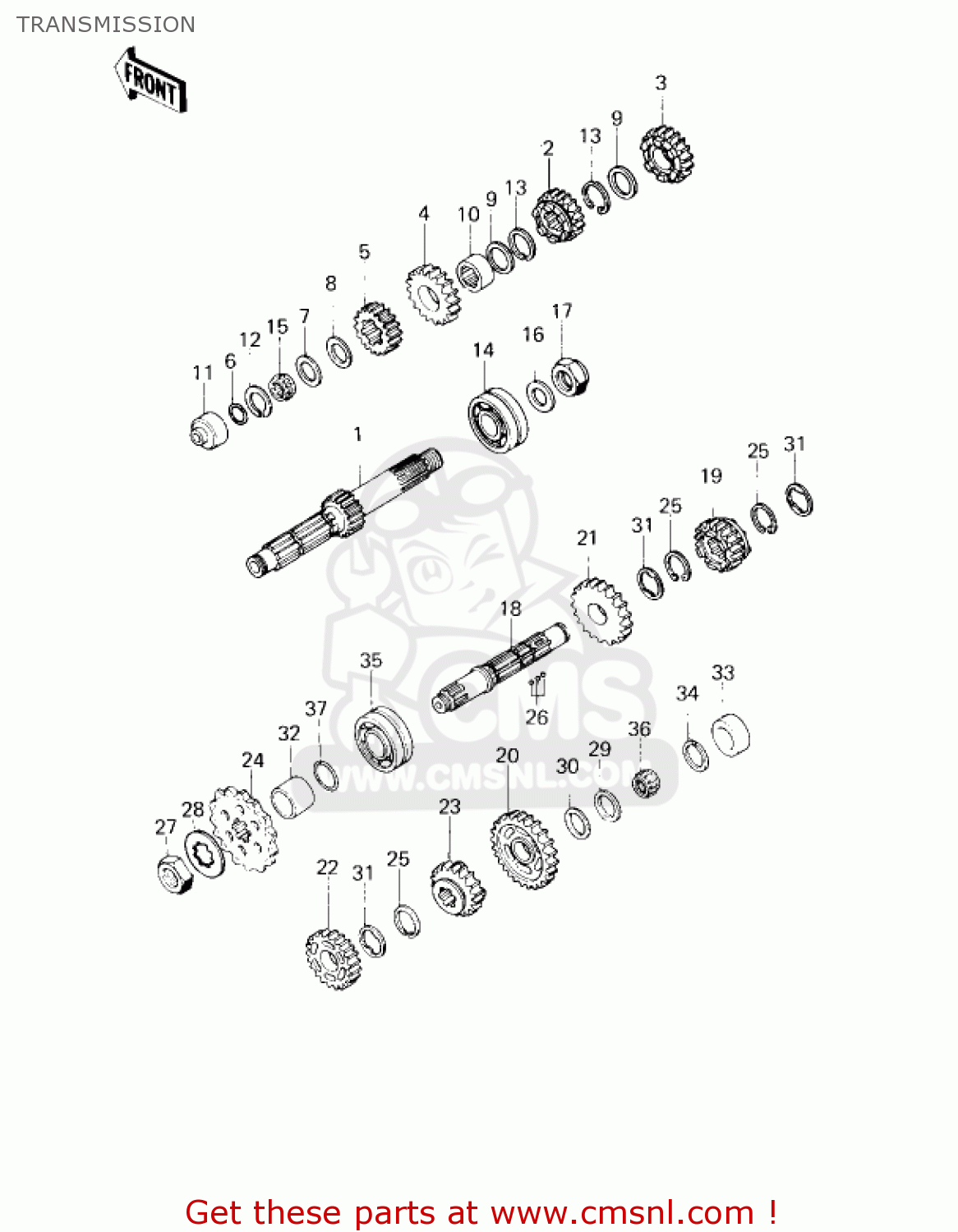 TRANSMISSION KZ750G1 1980 USA CANADA / LTDII MPH KPH
