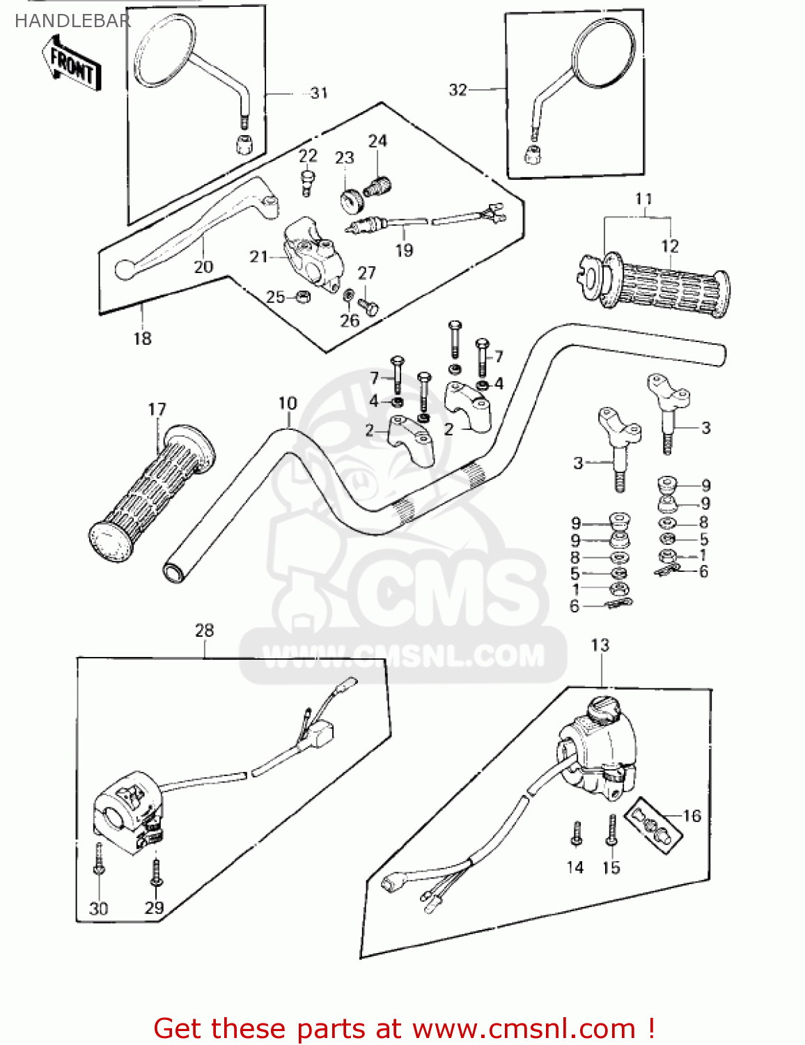 HANDLEBAR KZ750G1 1980 USA CANADA / LTDII MPH KPH