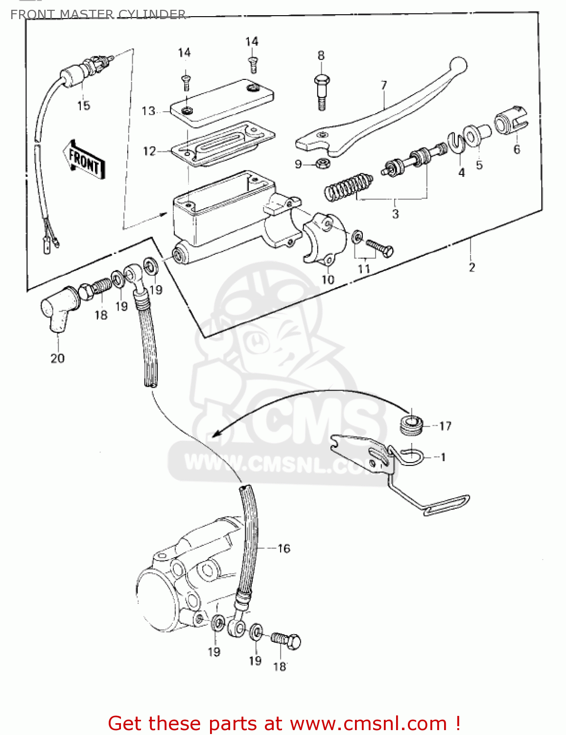 FRONT MASTER CYLINDER KZ750G1 1980 USA CANADA / LTDII MPH KPH
