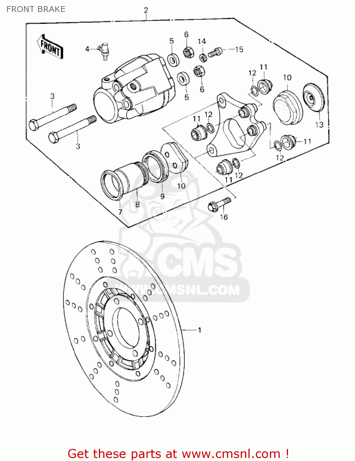 FRONT BRAKE KZ750G1 1980 USA CANADA / LTDII MPH KPH