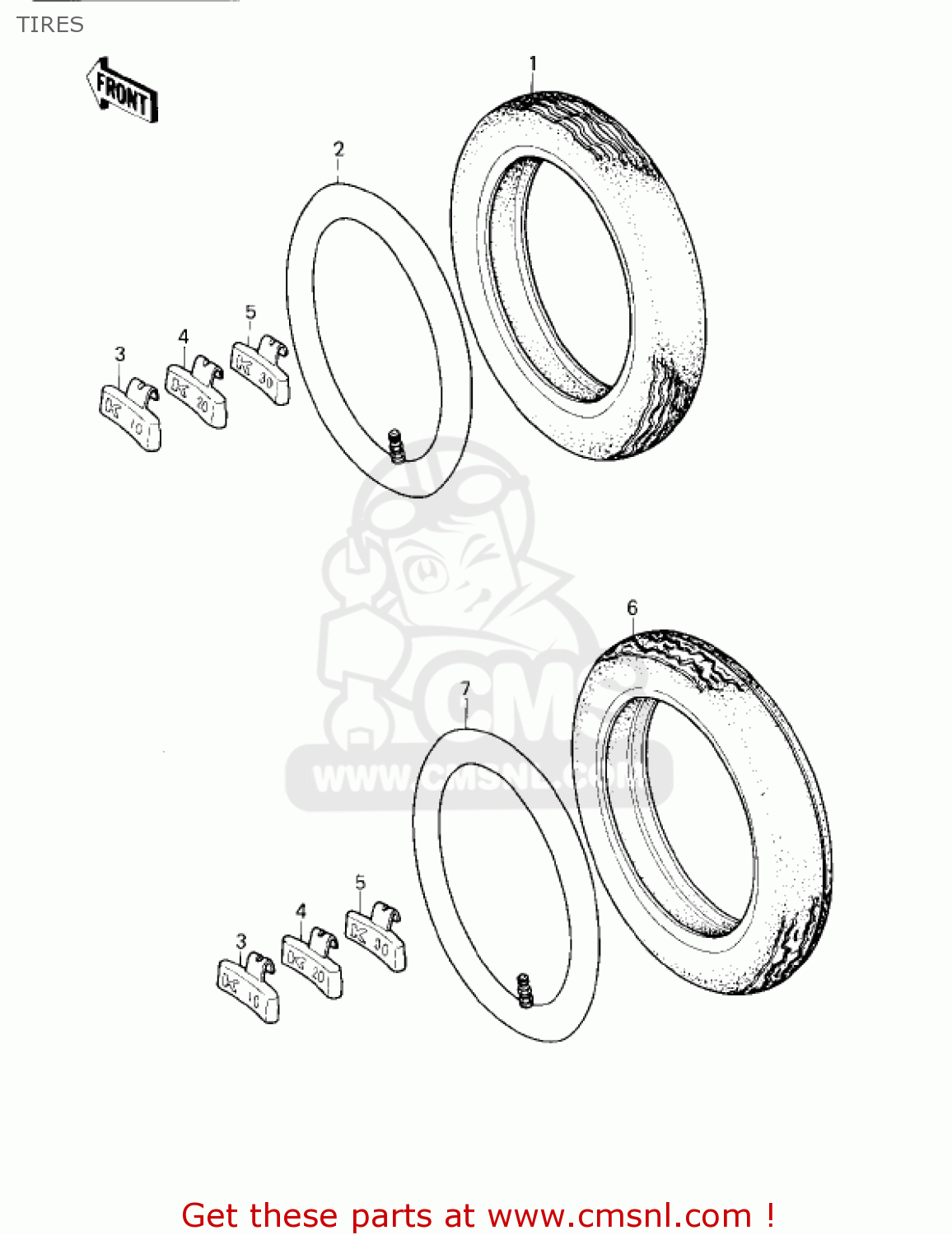 TIRES KZ750G1 1980 USA CANADA / LTDII MPH KPH