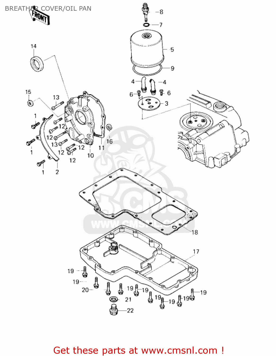 BREATHER COVER/OIL PAN KZ750G1 1980 USA CANADA / LTDII MPH KPH