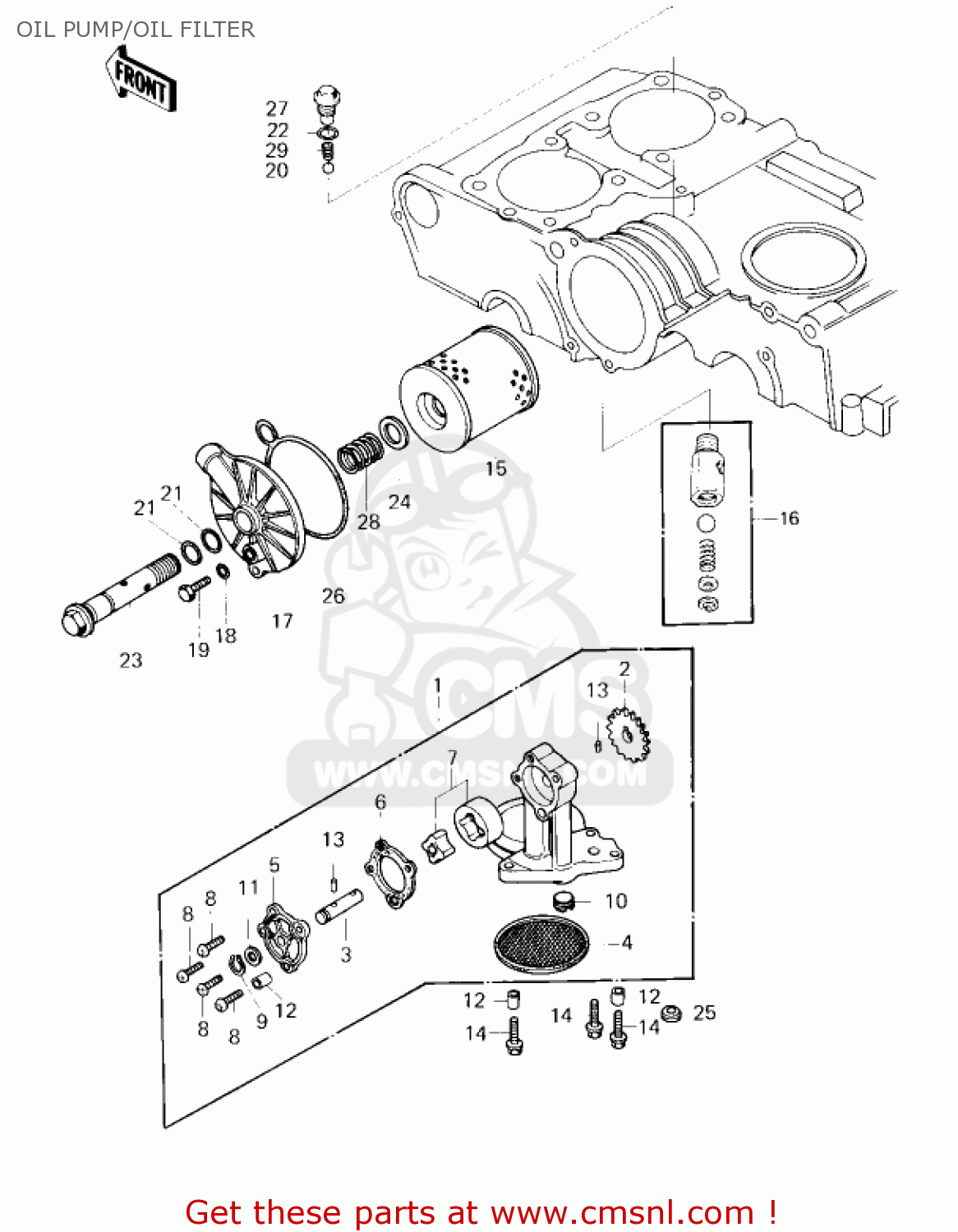 OIL PUMP/OIL FILTER KZ750G1 1980 USA CANADA / LTDII MPH KPH