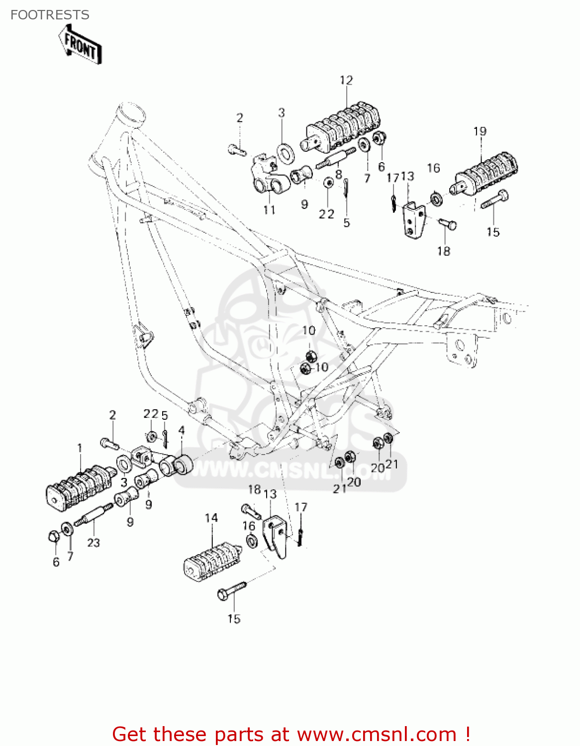 FOOTRESTS KZ750G1 1980 USA CANADA / LTDII MPH KPH