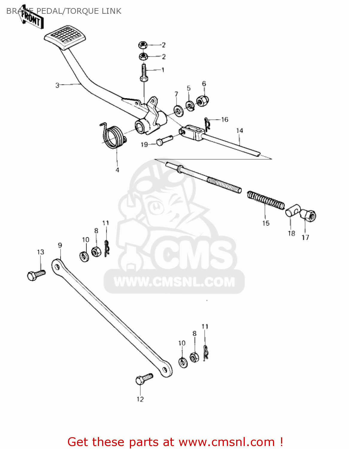 BRAKE PEDAL/TORQUE LINK KZ750G1 1980 USA CANADA / LTDII MPH KPH