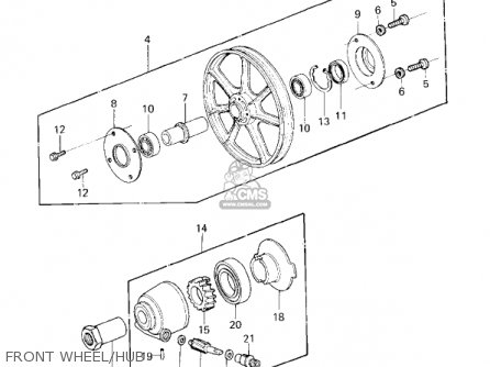 FRONT WHEEL/HUB - KZ750G1 1980 USA CANADA / LTDII MPH KPH