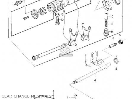 GEAR CHANGE MECHANISM - KZ750G1 1980 USA CANADA / LTDII MPH KPH