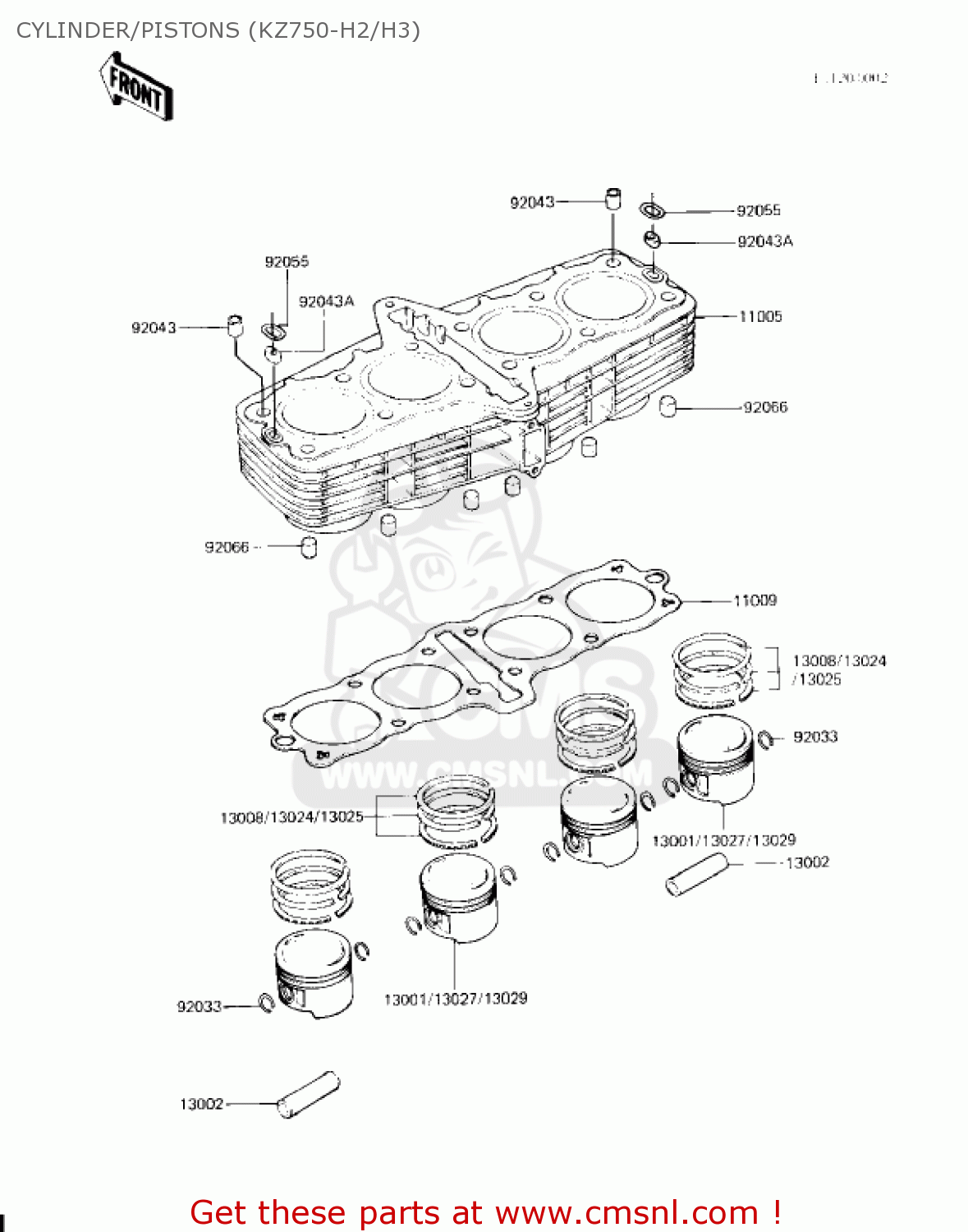 CYLINDER/PISTONS (KZ750-H2/H3) KZ750H1 1980 USA CANADA / LTD