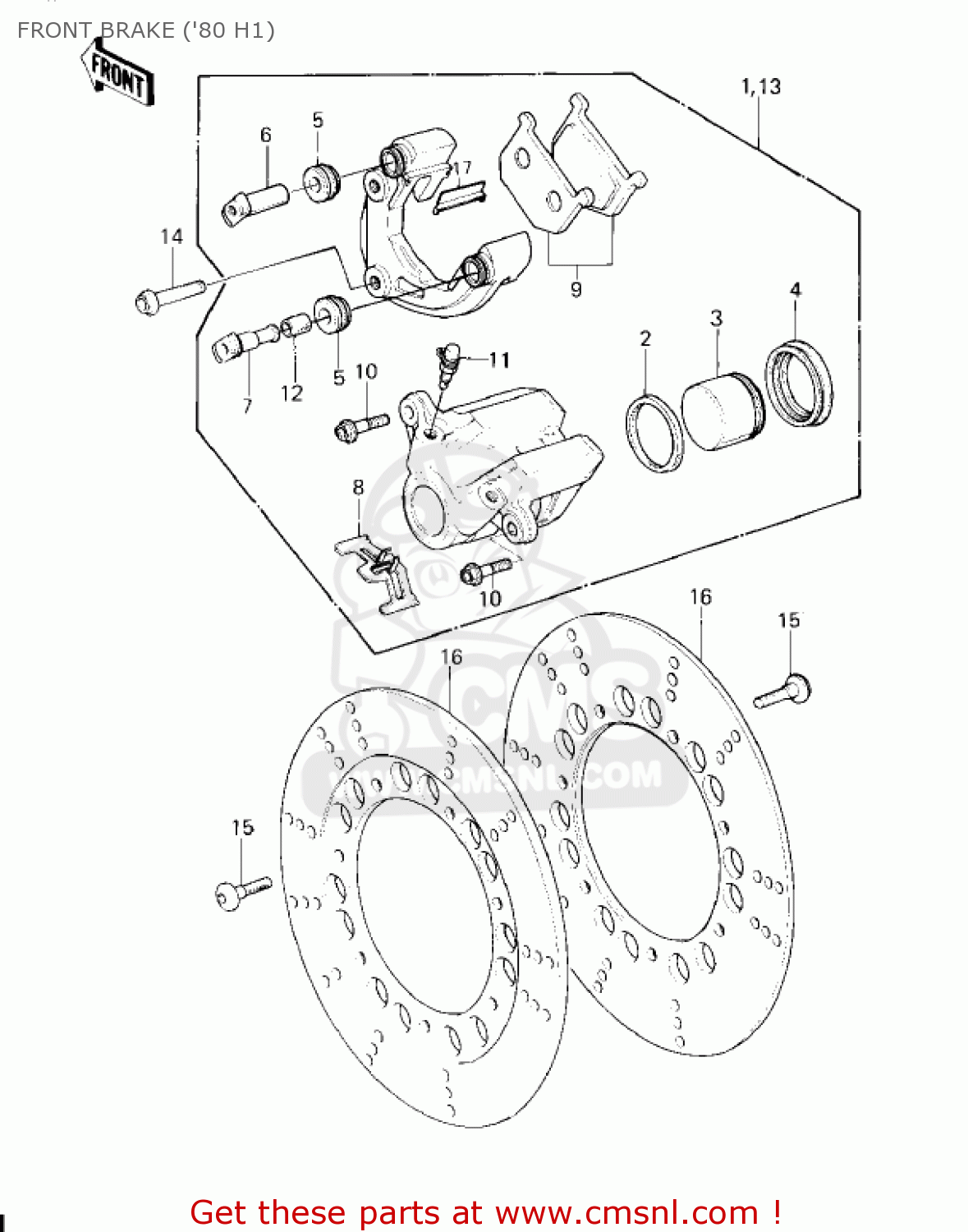FRONT BRAKE ('80 H1) KZ750H1 1980 USA CANADA / LTD