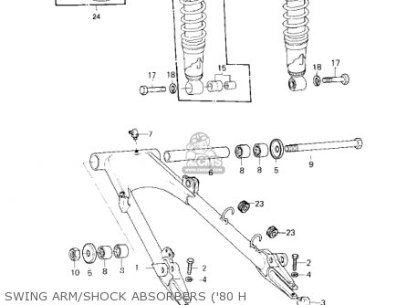 SWING ARM/SHOCK ABSORBERS ('80 H - KZ750H1 1980 USA CANADA / LTD