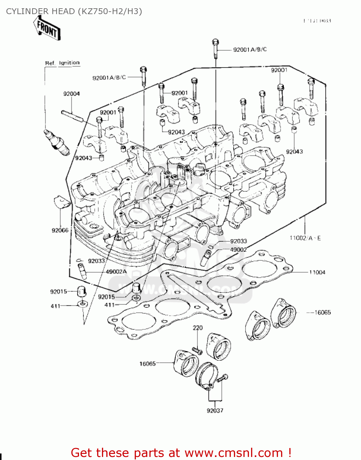 CYLINDER HEAD (KZ750-H2/H3) KZ750H2 1981 USA CANADA / LTD