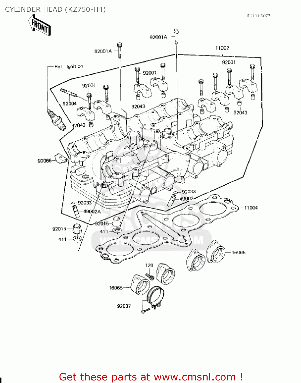 CYLINDER HEAD (KZ750-H4) KZ750H2 1981 USA CANADA / LTD