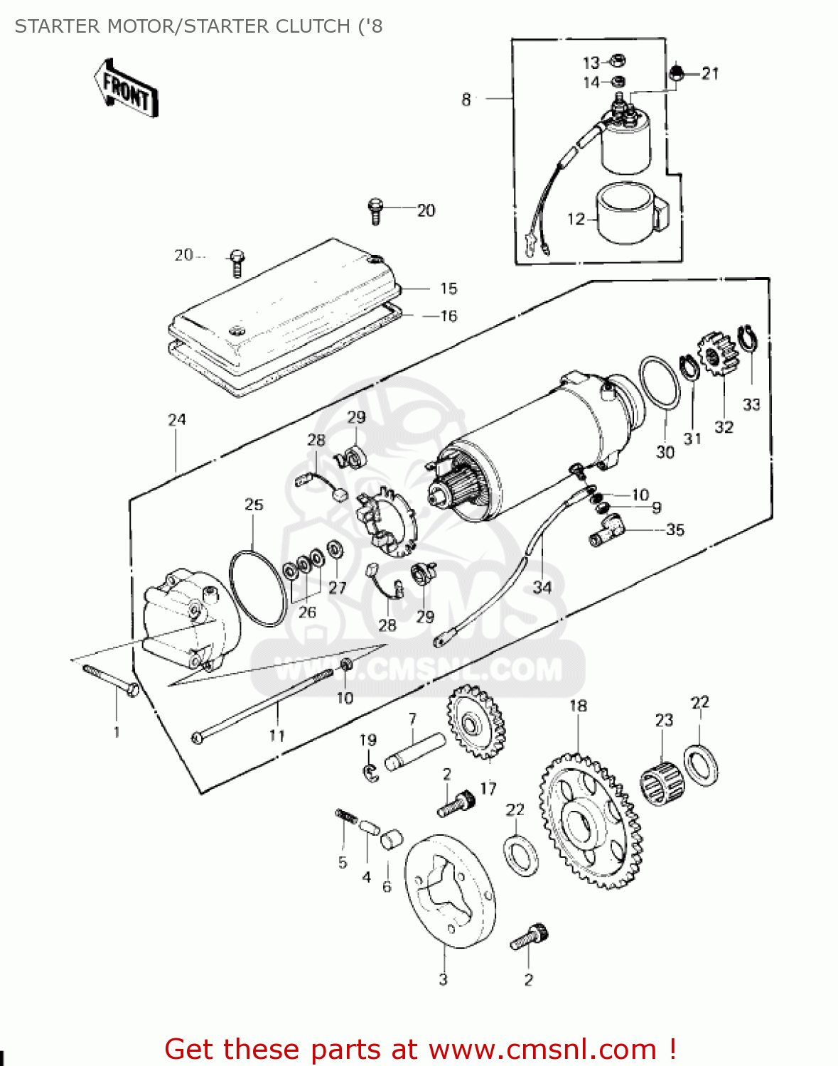 STARTER MOTOR/STARTER CLUTCH ('8 KZ750H2 1981 USA CANADA / LTD