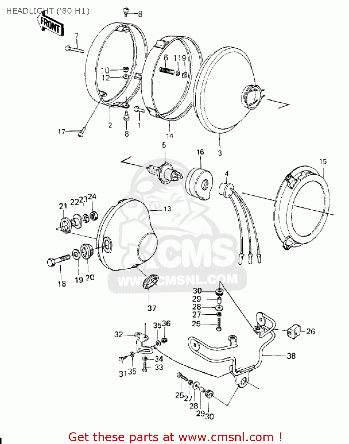 HEADLIGHT ('80 H1) KZ750H2 1981 USA CANADA / LTD