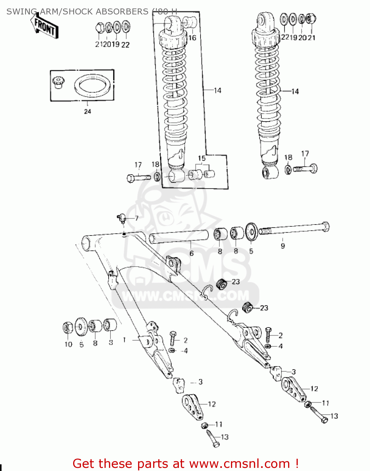 SWING ARM/SHOCK ABSORBERS ('80 H KZ750H2 1981 USA CANADA / LTD