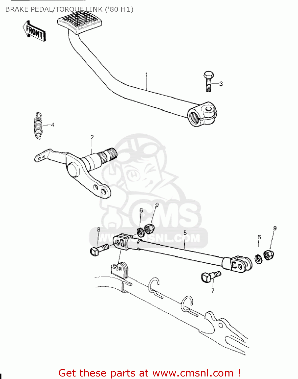 BRAKE PEDAL/TORQUE LINK ('80 H1) KZ750H2 1981 USA CANADA / LTD