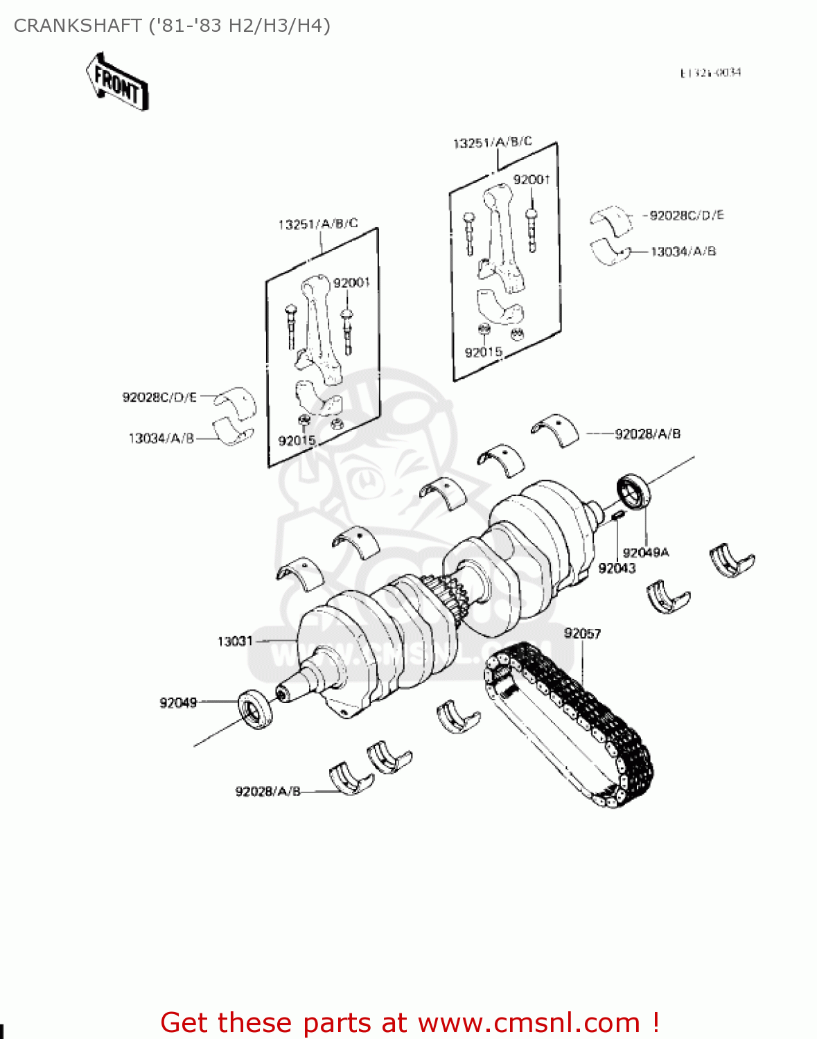 CRANKSHAFT ('81-'83 H2/H3/H4) KZ750H2 1981 USA CANADA / LTD