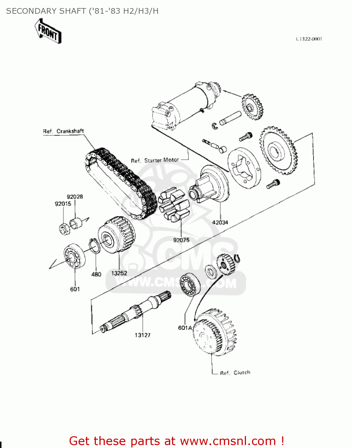 SECONDARY SHAFT ('81-'83 H2/H3/H KZ750H2 1981 USA CANADA / LTD