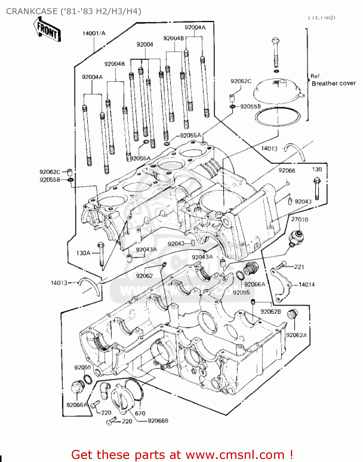 CRANKCASE ('81-'83 H2/H3/H4) KZ750H2 1981 USA CANADA / LTD