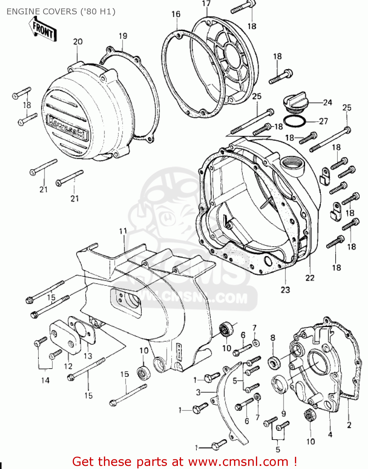 ENGINE COVERS ('80 H1) KZ750H2 1981 USA CANADA / LTD