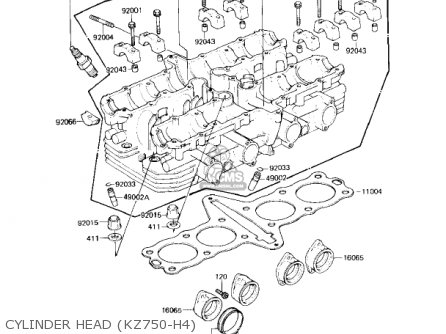 CYLINDER HEAD (KZ750-H4) - KZ750H2 1981 USA CANADA / LTD