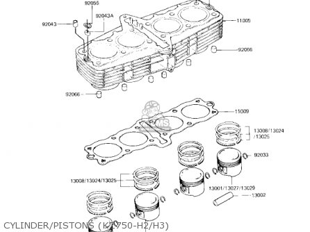 CYLINDER/PISTONS (KZ750-H2/H3) - KZ750H2 1981 USA CANADA / LTD