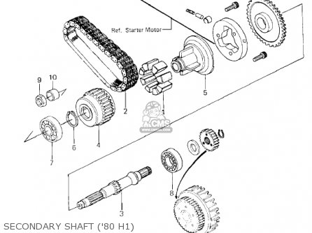 SECONDARY SHAFT ('80 H1) - KZ750H2 1981 USA CANADA / LTD