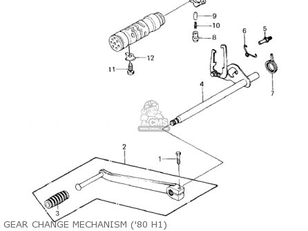 GEAR CHANGE MECHANISM ('80 H1) - KZ750H2 1981 USA CANADA / LTD