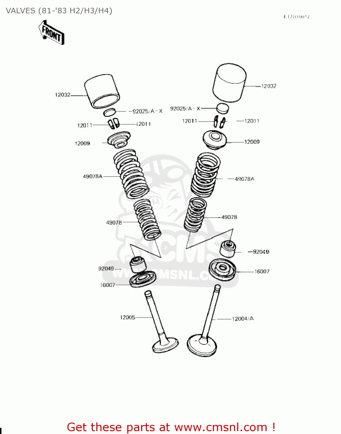 VALVES (81-'83 H2/H3/H4) KZ750H3 1982 USA CANADA / LTD