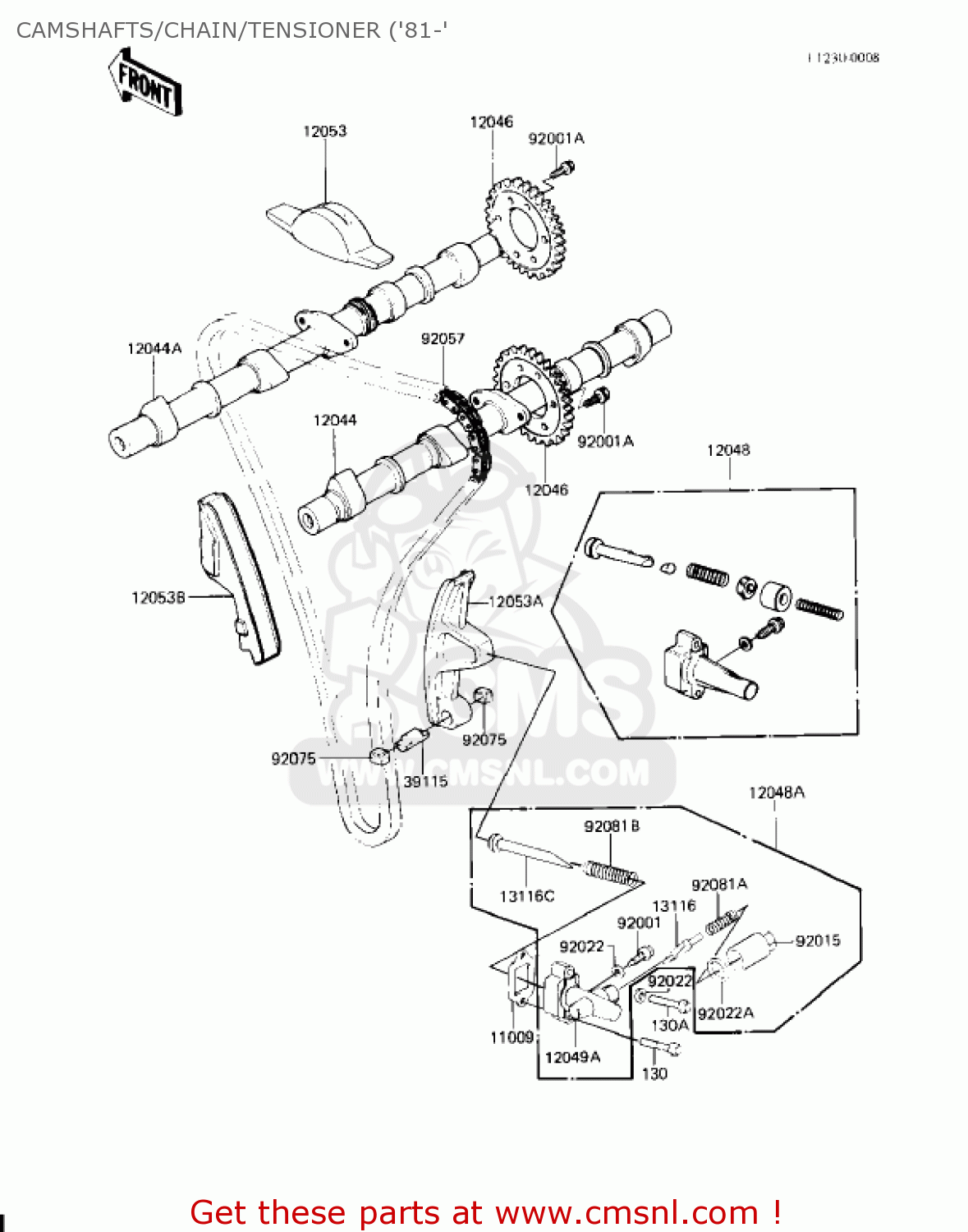 CAMSHAFTS/CHAIN/TENSIONER ('81-' KZ750H3 1982 USA CANADA / LTD