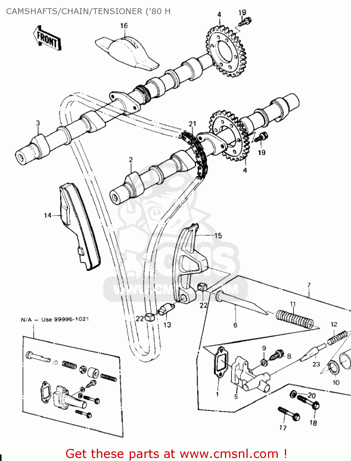 CAMSHAFTS/CHAIN/TENSIONER ('80 H KZ750H3 1982 USA CANADA / LTD