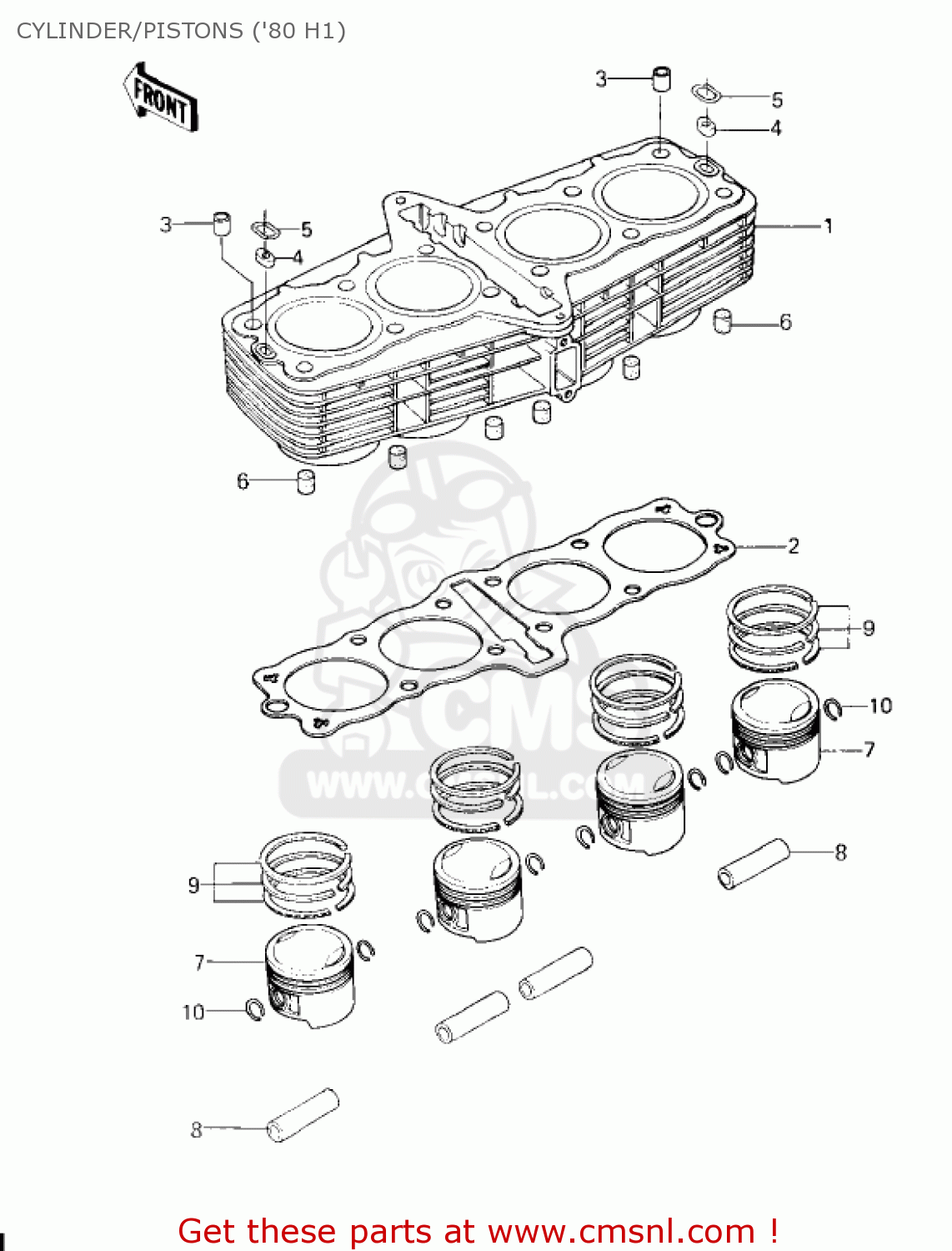 CYLINDER/PISTONS ('80 H1) KZ750H3 1982 USA CANADA / LTD