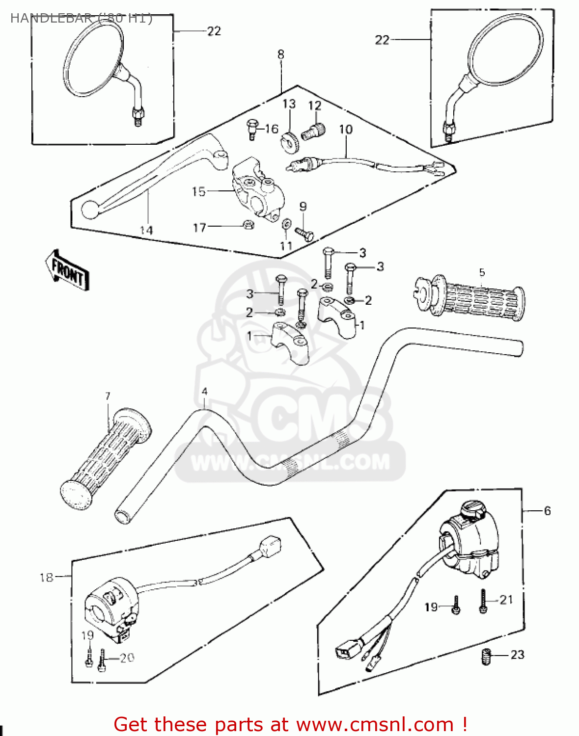 HANDLEBAR ('80 H1) KZ750H3 1982 USA CANADA / LTD