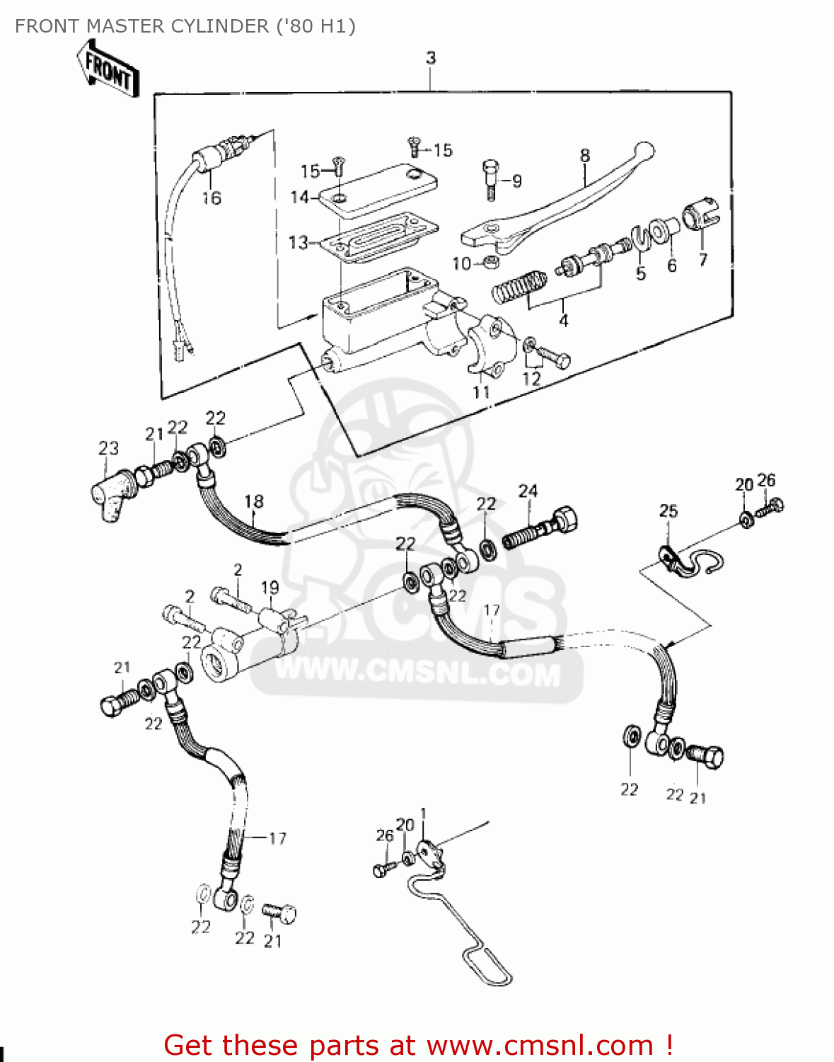 FRONT MASTER CYLINDER ('80 H1) KZ750H3 1982 USA CANADA / LTD