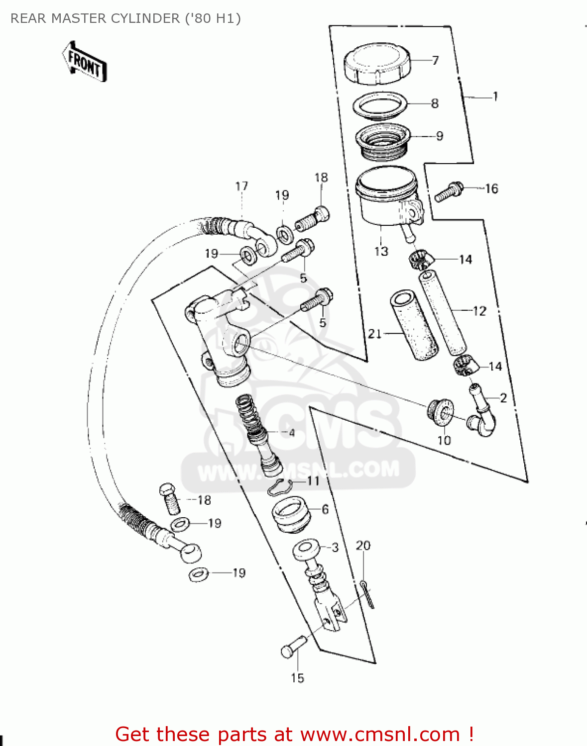 REAR MASTER CYLINDER ('80 H1) KZ750H3 1982 USA CANADA / LTD