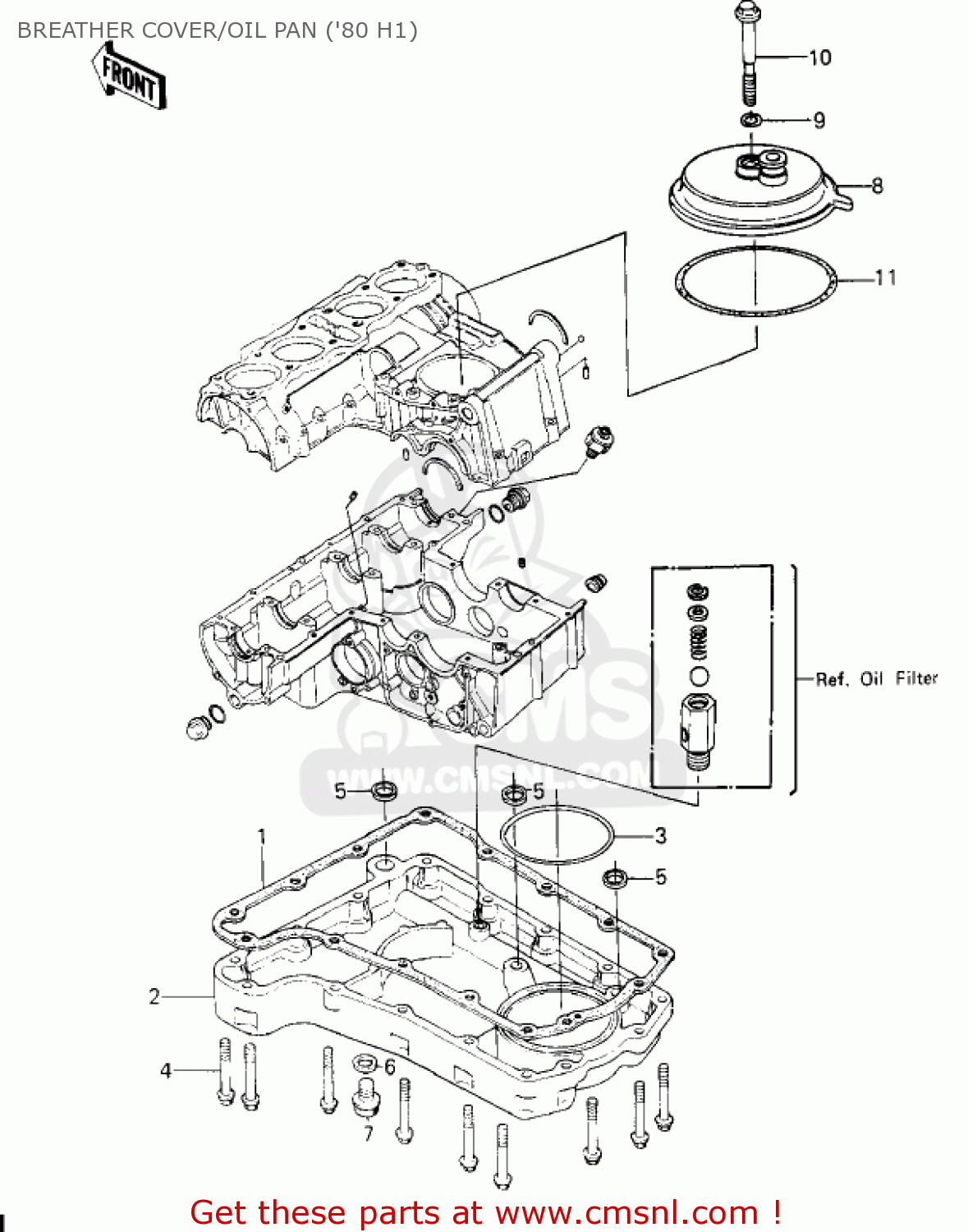 BREATHER COVER/OIL PAN ('80 H1) KZ750H3 1982 USA CANADA / LTD