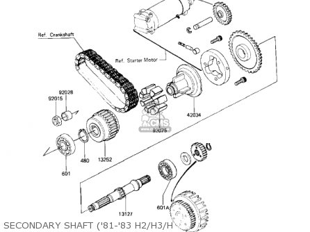 SECONDARY SHAFT ('81-'83 H2/H3/H - KZ750H3 1982 USA CANADA / LTD