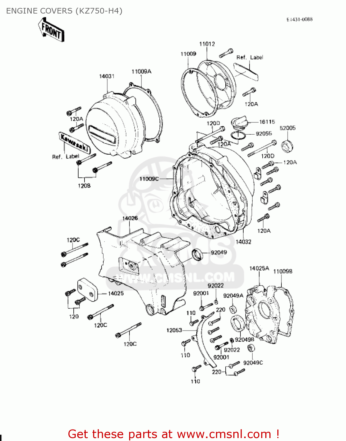 Kawasaki KZ750H3 1982 USA CANADA / LTD ENGINE COVERS (KZ750-H4