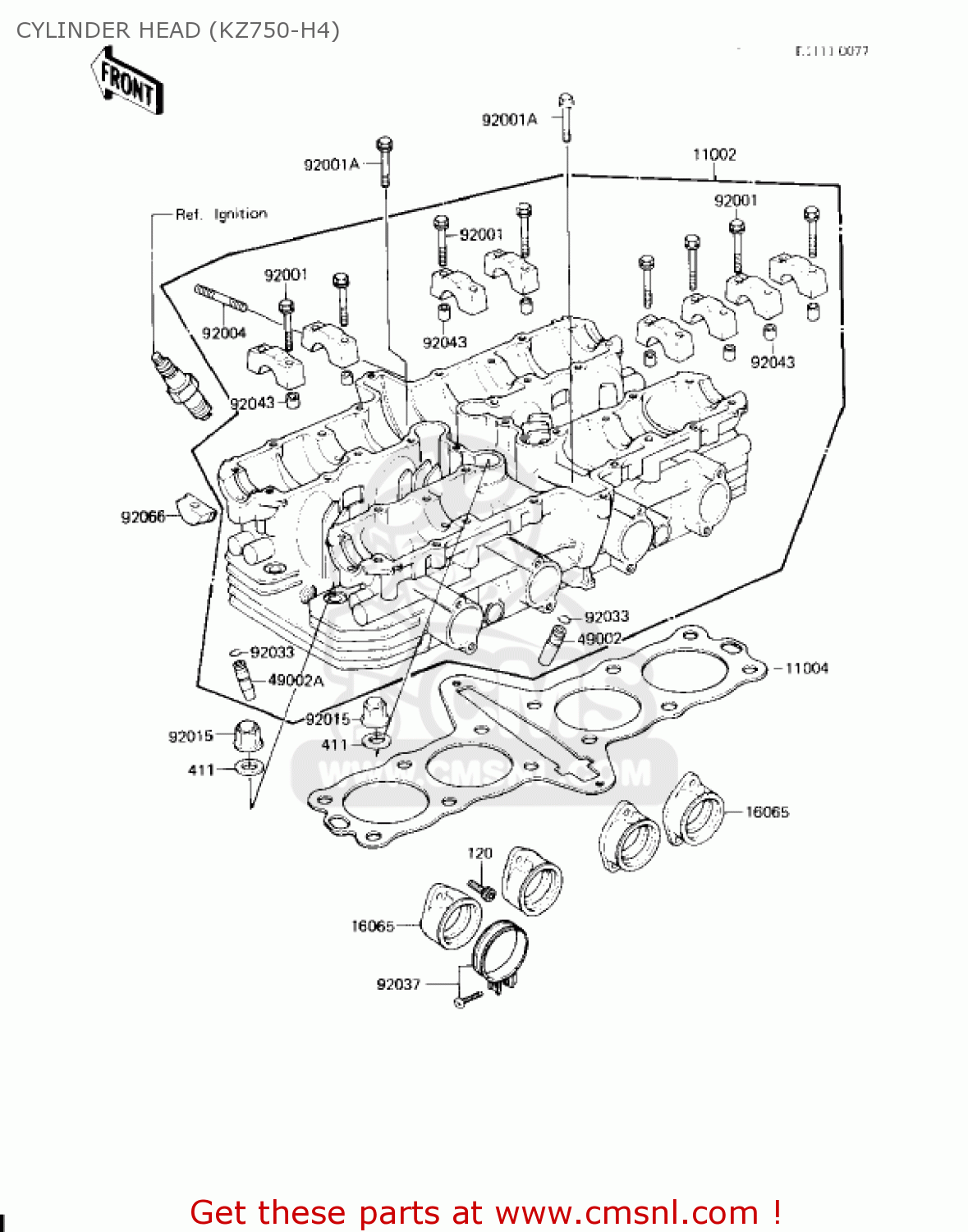CYLINDER HEAD (KZ750-H4) KZ750H4 1983 USA CANADA / LTD