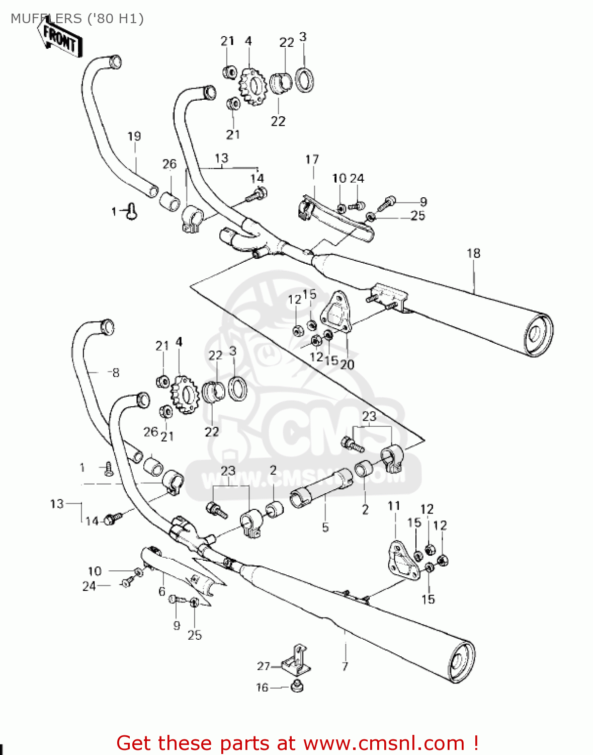 MUFFLERS ('80 H1) KZ750H4 1983 USA CANADA / LTD