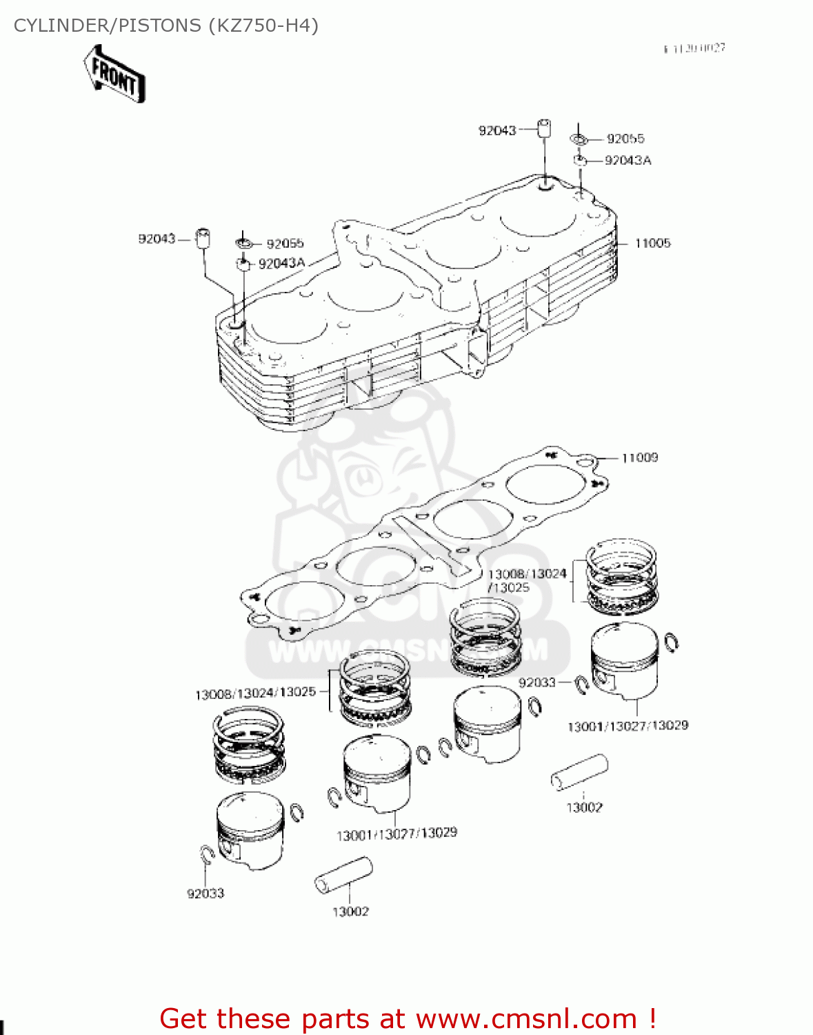 CYLINDER/PISTONS (KZ750-H4) KZ750H4 1983 USA CANADA / LTD