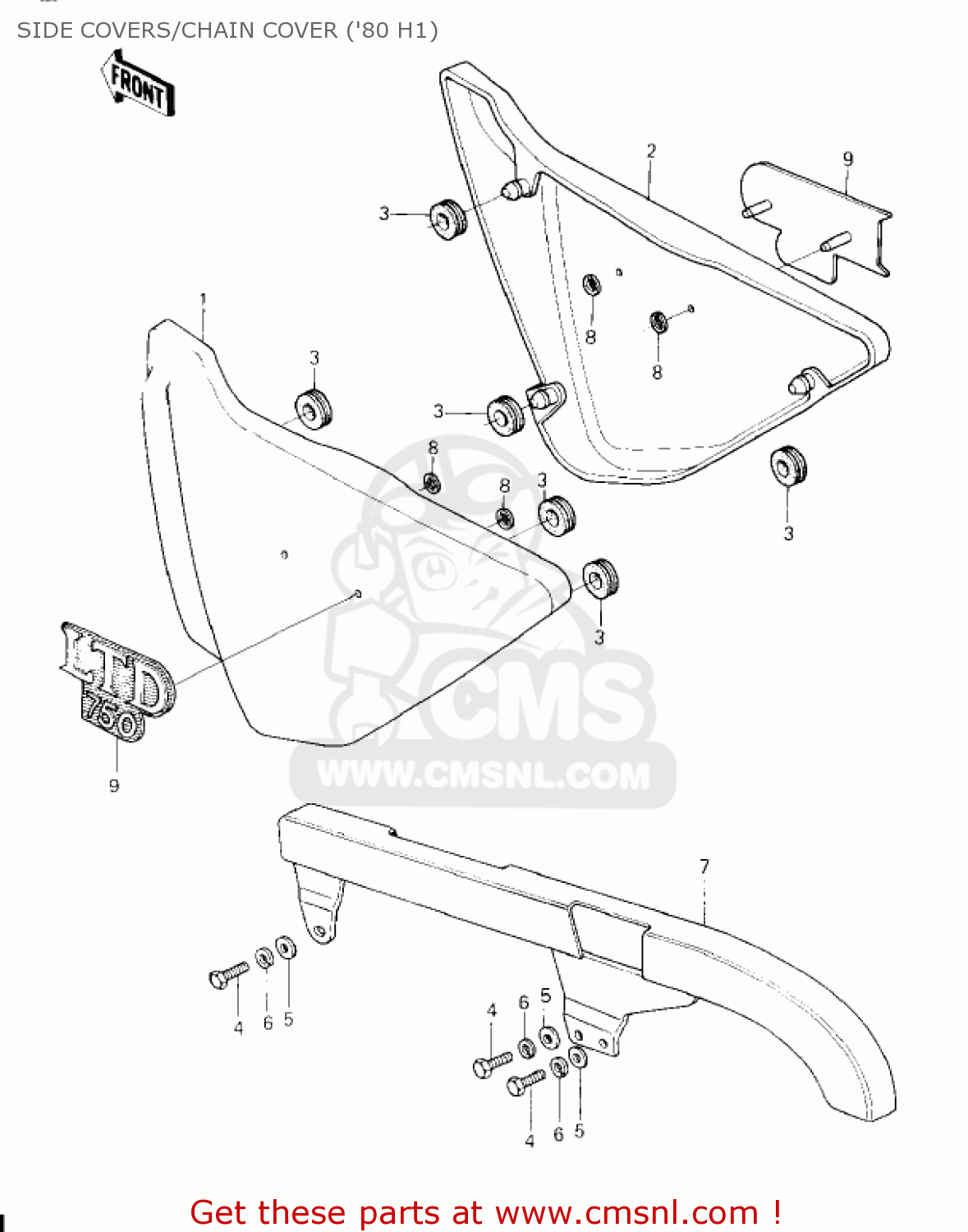 SIDE COVERS/CHAIN COVER ('80 H1) KZ750H4 1983 USA CANADA / LTD