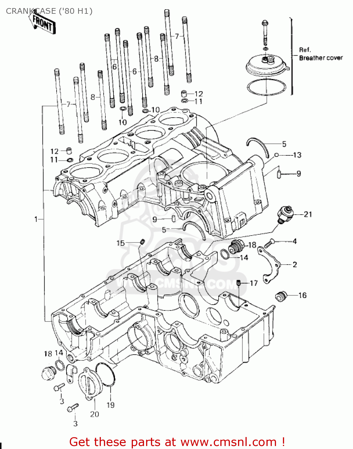 CRANKCASE ('80 H1) KZ750H4 1983 USA CANADA / LTD