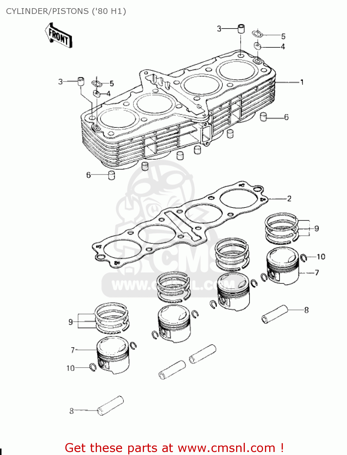 CYLINDER/PISTONS ('80 H1) KZ750H4 1983 USA CANADA / LTD