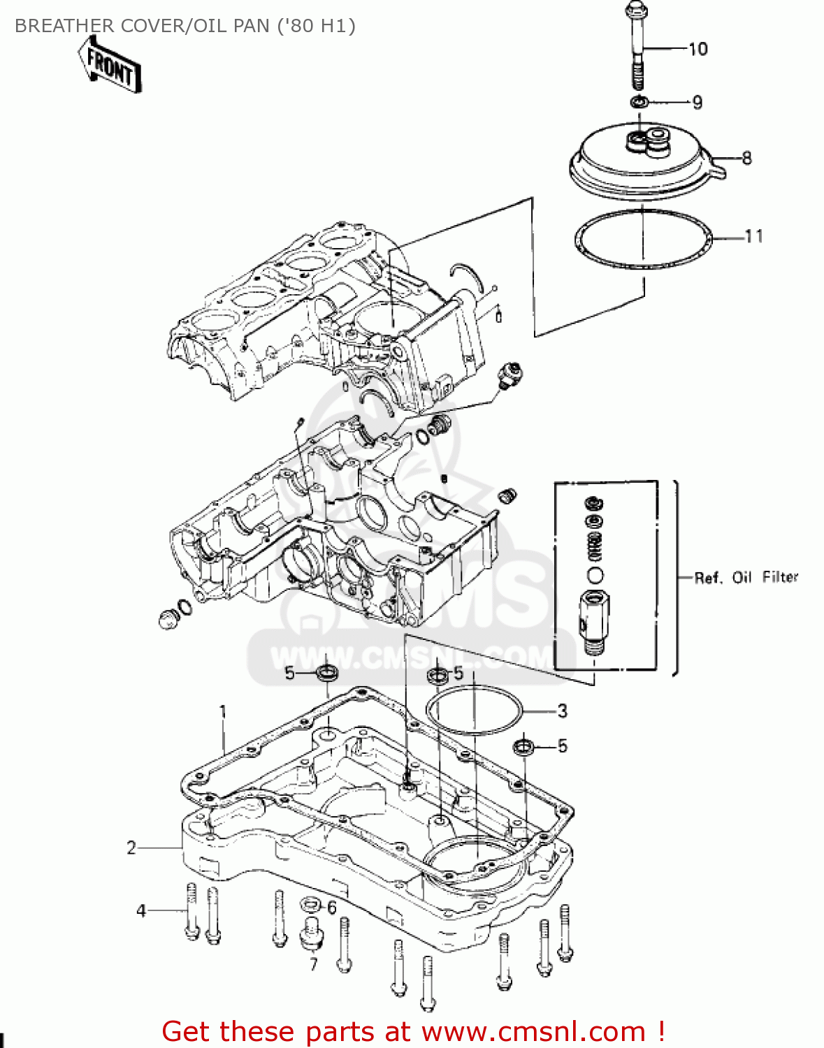 BREATHER COVER/OIL PAN ('80 H1) KZ750H4 1983 USA CANADA / LTD