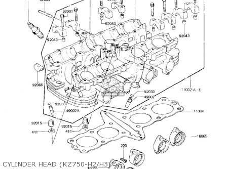 CYLINDER HEAD (KZ750-H2/H3) - KZ750H4 1983 USA CANADA / LTD